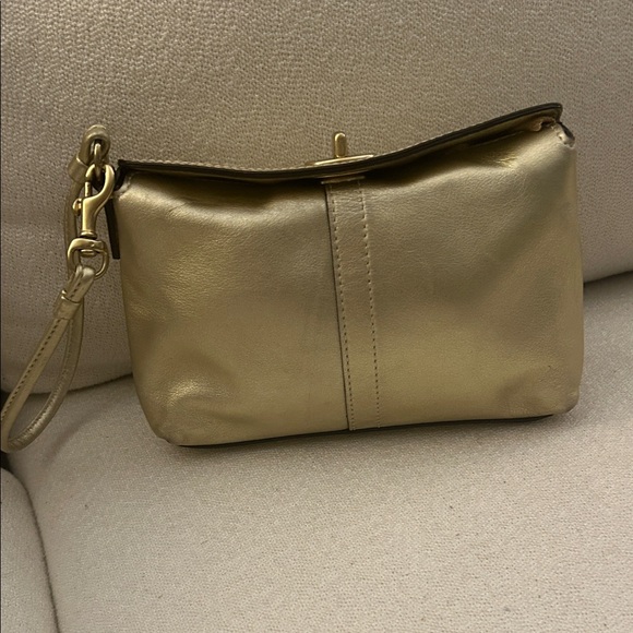 Coach Gold Wristlet 8 x 5 - Picture 1 of 3